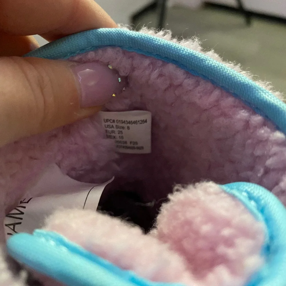 Ozark Trail Snow Boots Kids Size 8 Purple Pink Faux Shearling Waterproof Winter